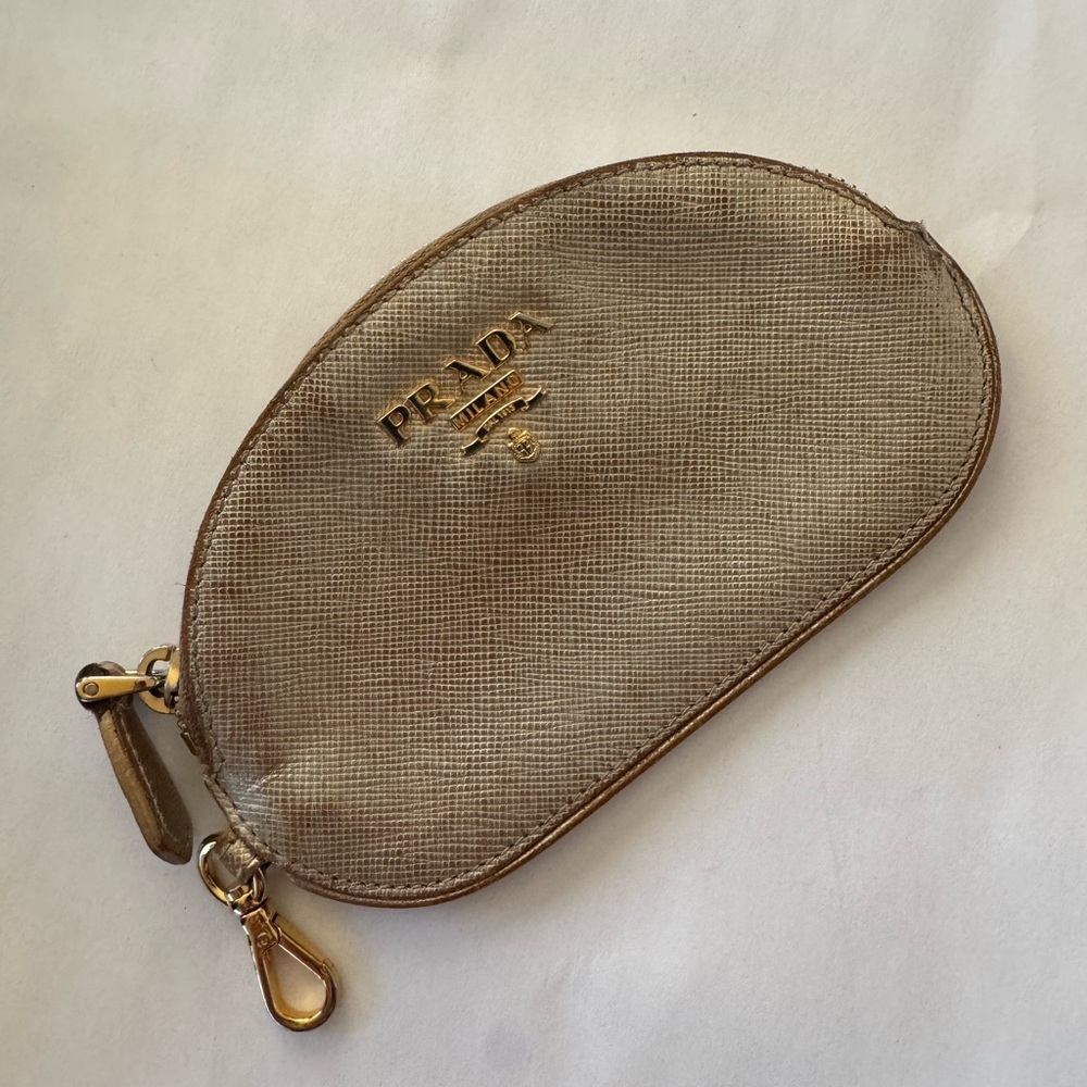 Prada Metallic Beige Coin Pouch